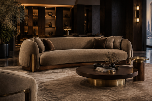 Luxury two-seater sofa in an elegant showroom